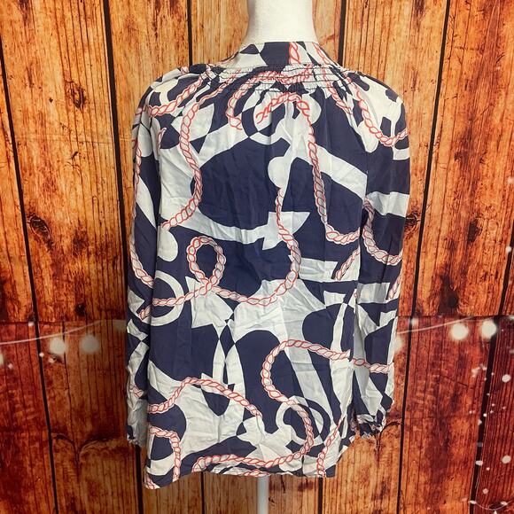 Lilly Pulitzer 100% silk Booze Cruise Elsa nautical blouse sz Small lightweight - Picture 4 of 6